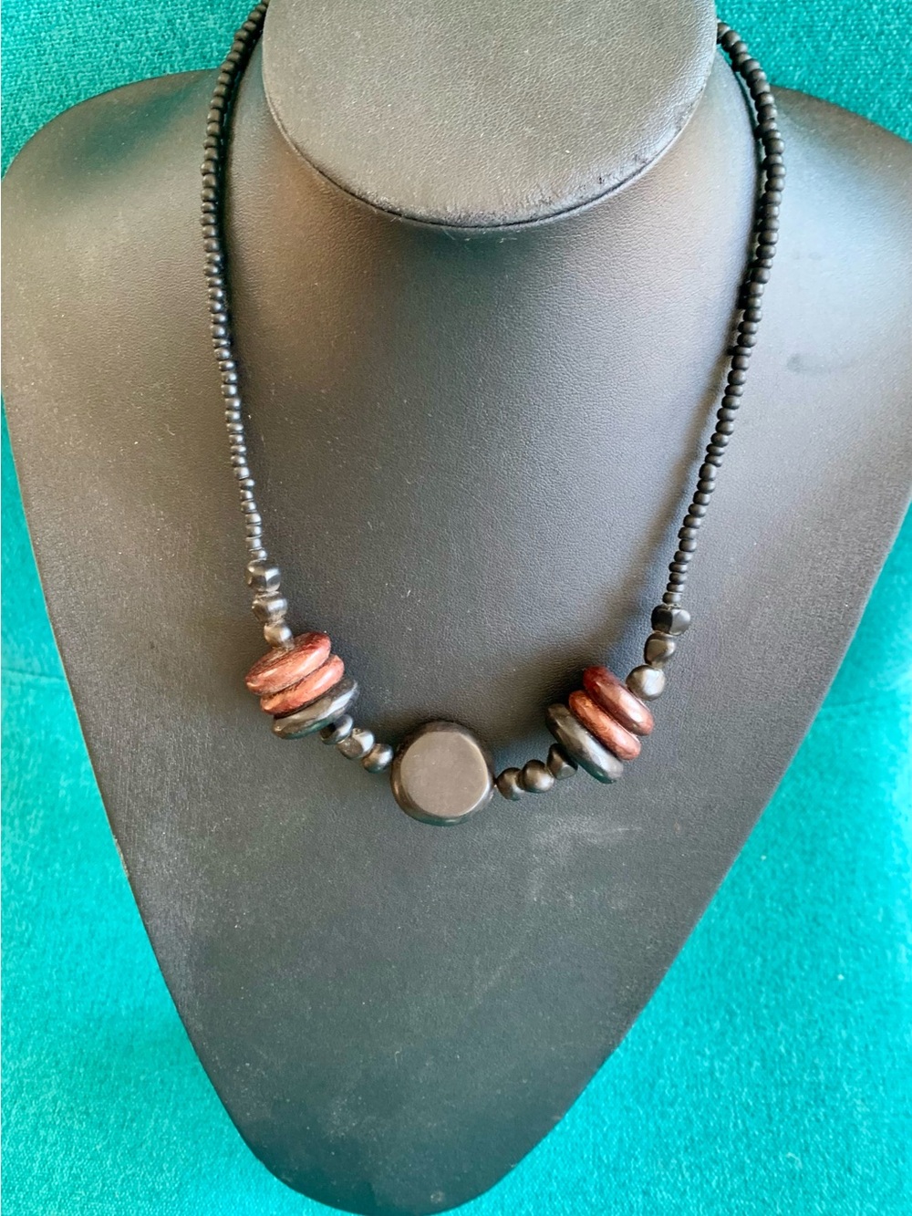 Ebony and paddock wood Necklace with 🌴 beads